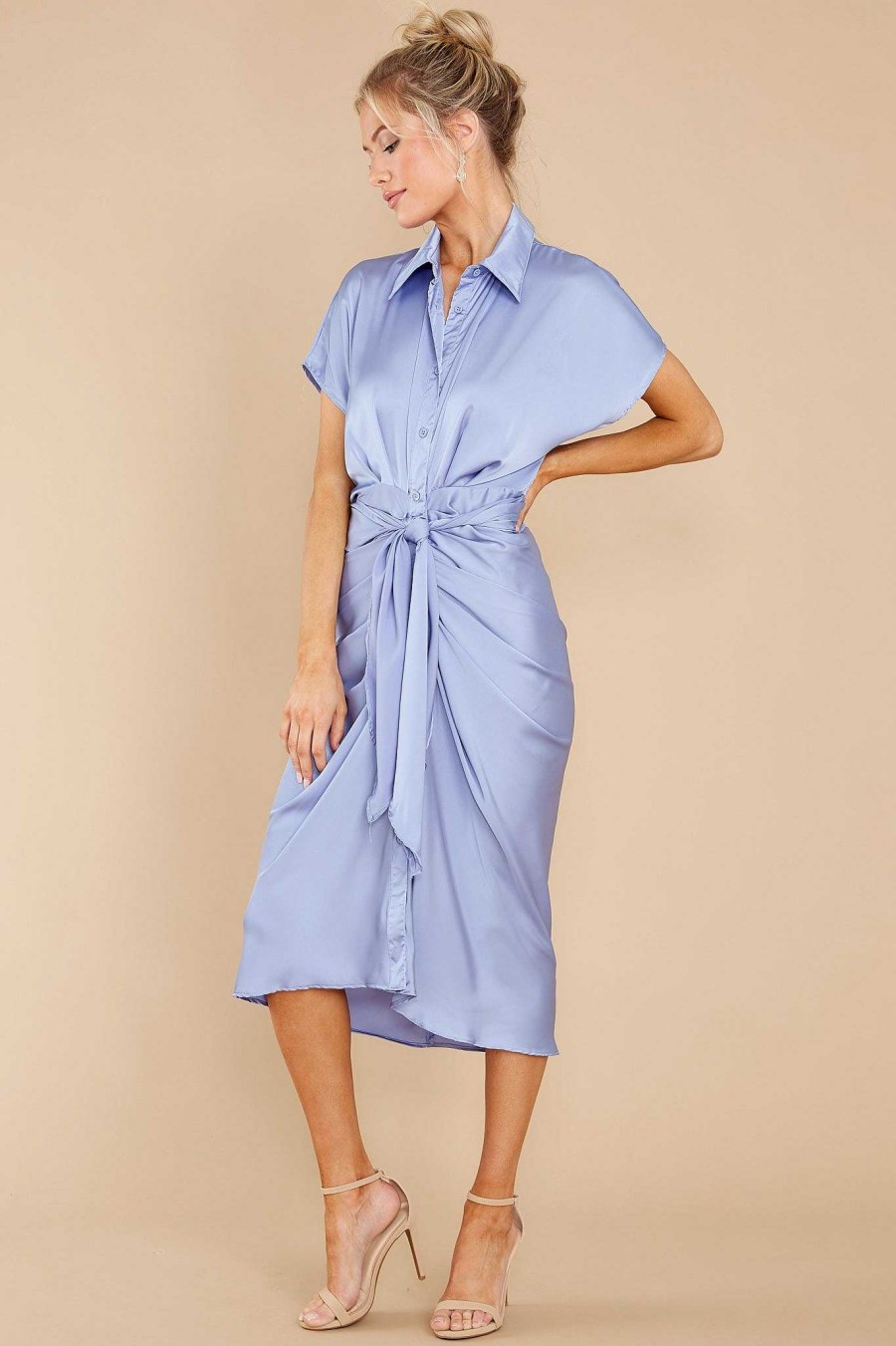 Clothing Red Dress Midi Dresses | Elegant Edge Midi Dress Misty Blue