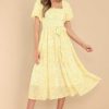 Clothing Aura Midi Dresses | Grow Freely Floral Print Midi Dress Yellow