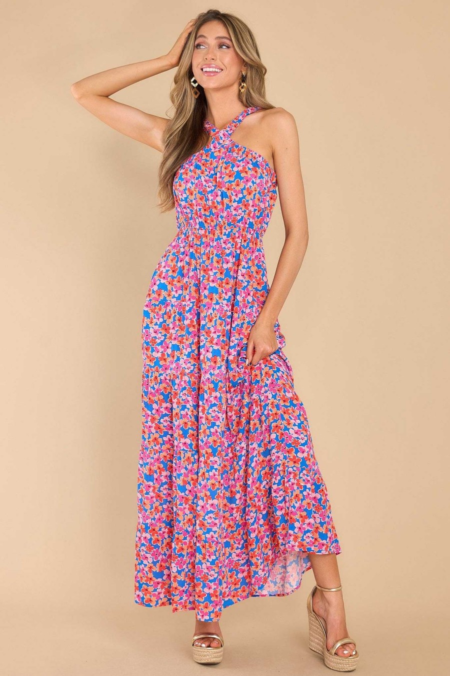 Clothing Red Dress Maxi Dresses | Divine Designs Multi Floral Maxi Dress Blue