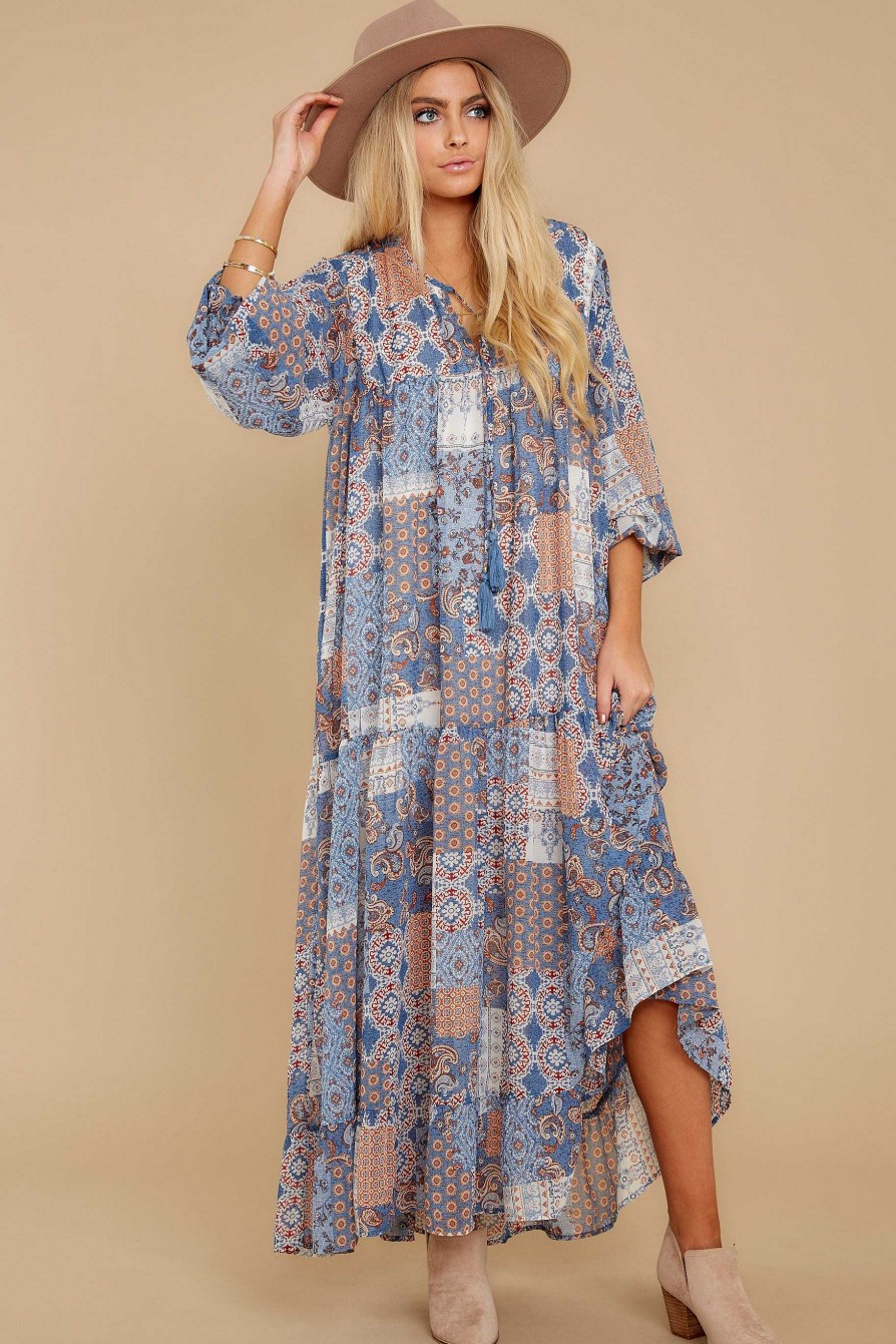Clothing Red Dress Maxi Dresses | Hello To You Multi Maxi Dress Blue