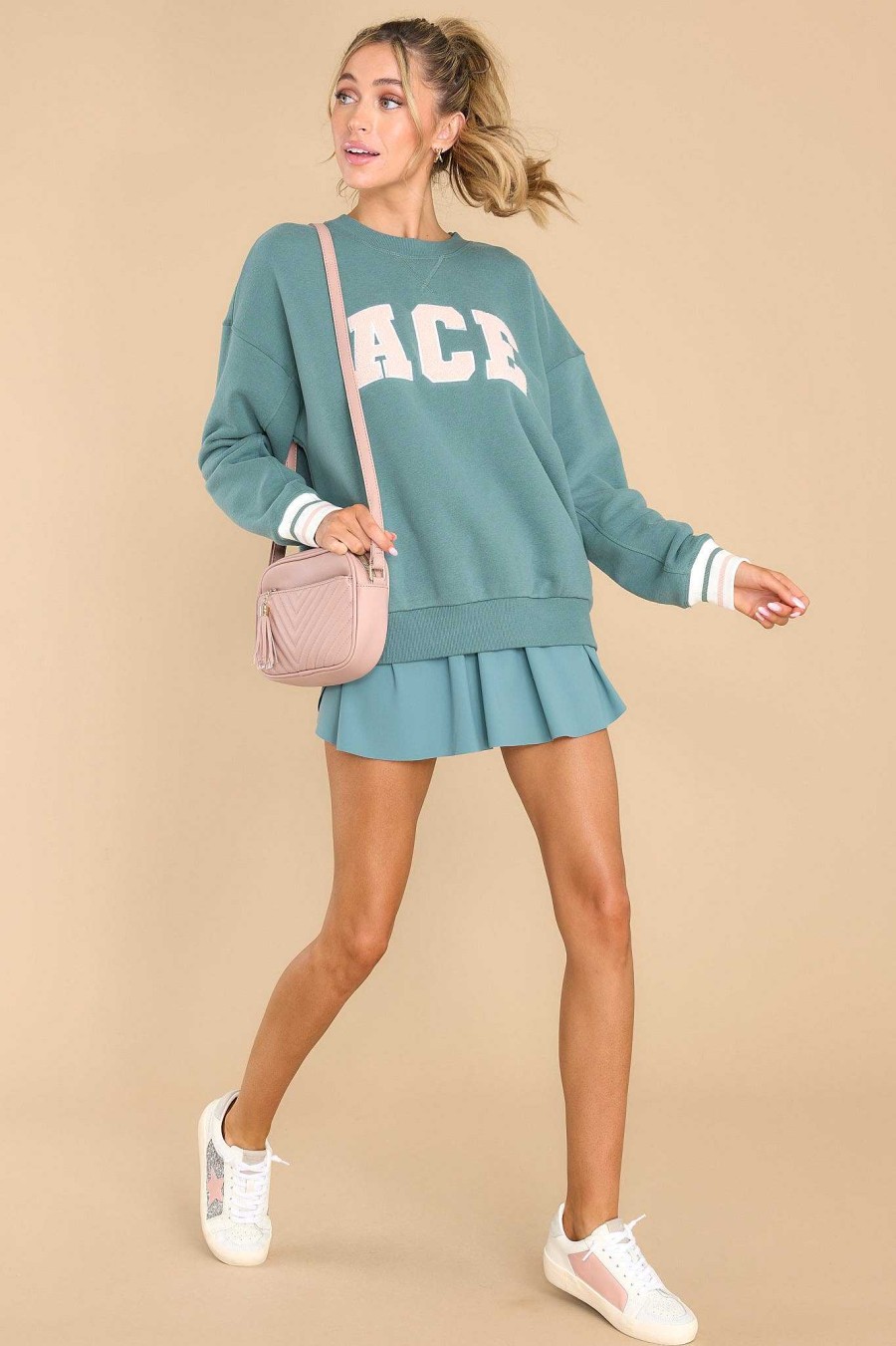 Clothing Z Supply Casual Tops | Baseline Ace Calypso Sweatshirt Green
