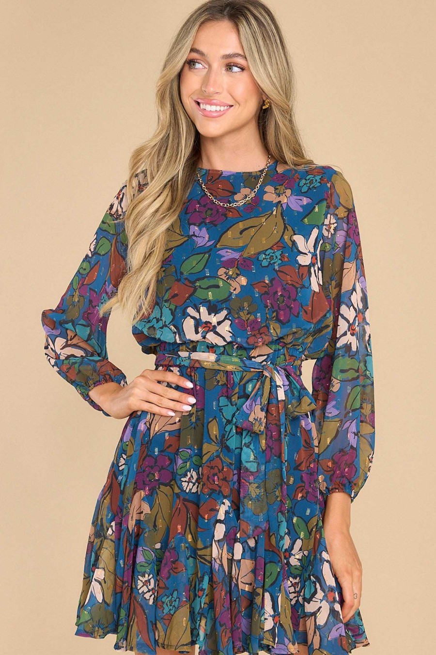 Clothing Meet Me In Santorini Mini Dresses | Sasha Navy Floral Dress Print