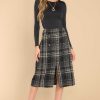 Clothing Red Dress Skirts | Cold Shoulder Tweed Midi Skirt Black