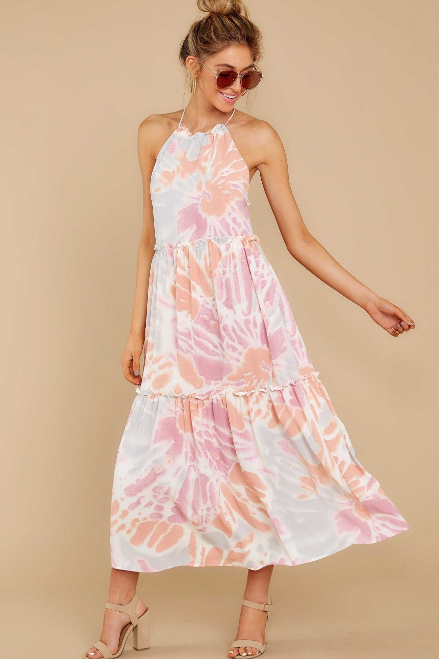 Clothing Red Dress Midi Dresses | On Every Shore Multi Print Maxi Dress Pink