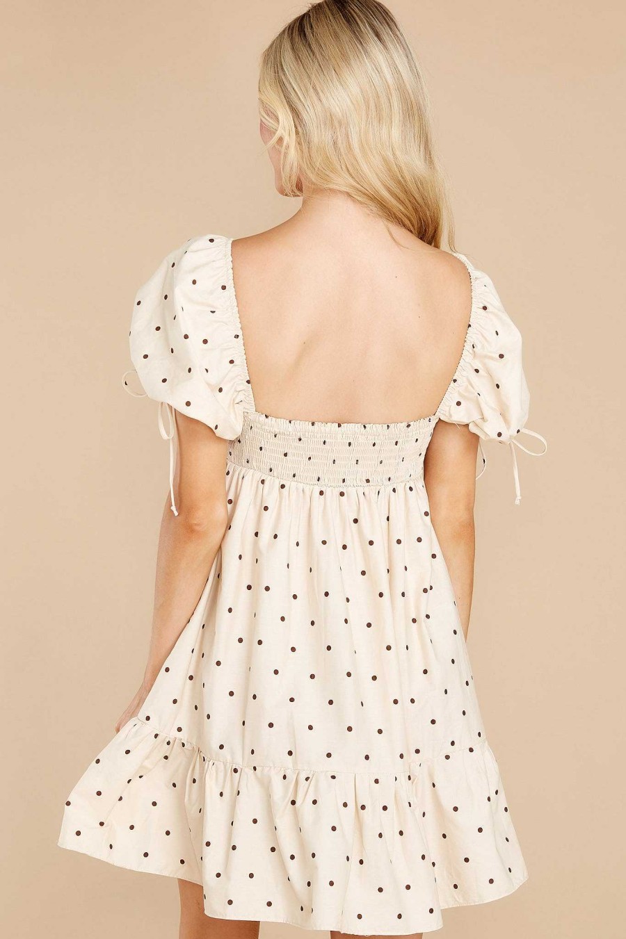 Clothing Red Dress Mini Dresses | Happy To Hear Cream Polka Dot Dress Cream Dot