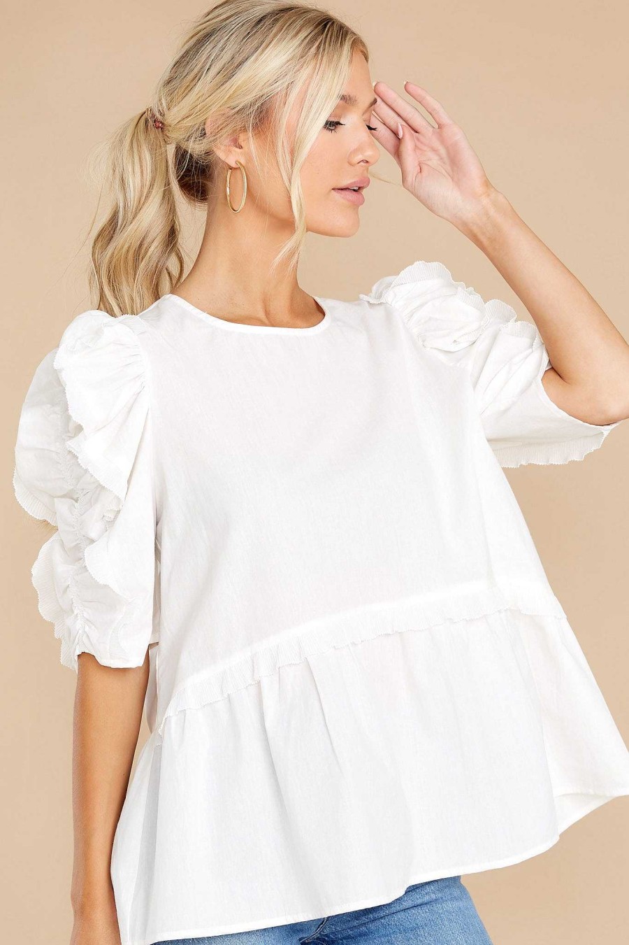 Clothing Red Dress Blouses & Shirts | Catch My Breath Top White