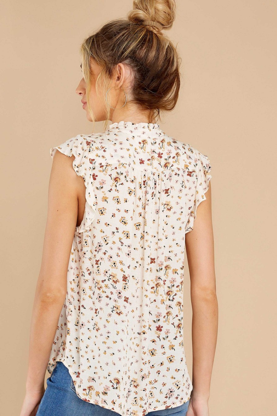 Clothing Red Dress Blouses & Shirts | Sweetest Beginnings Natural Floral Print Top Natural Floralprint