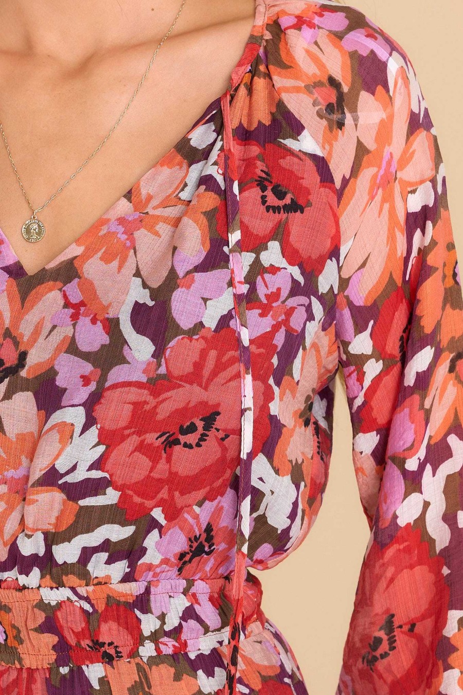 Clothing MINKPINK Mini Dresses | Zanita Bright Floral Print Dress Red