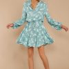 Clothing Aakaa Mini Dresses | She'S The Tops Sage Floral Print Dress Green