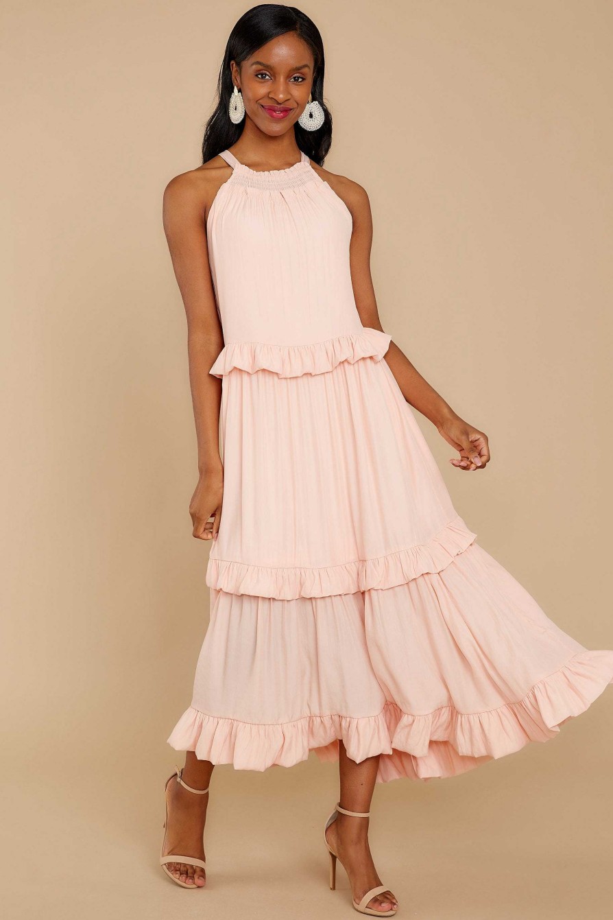 Clothing Red Dress Midi Dresses | Feels Like A Fairytale Midi Dress Blush Pink