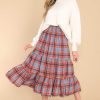Clothing Olivia James The Label Midi Dresses | Izzy Vail Tartan Skirt Dress Orange