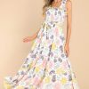 Clothing Aura Maxi Dresses | Inner Chaos Floral Print Maxi Dress Ivory