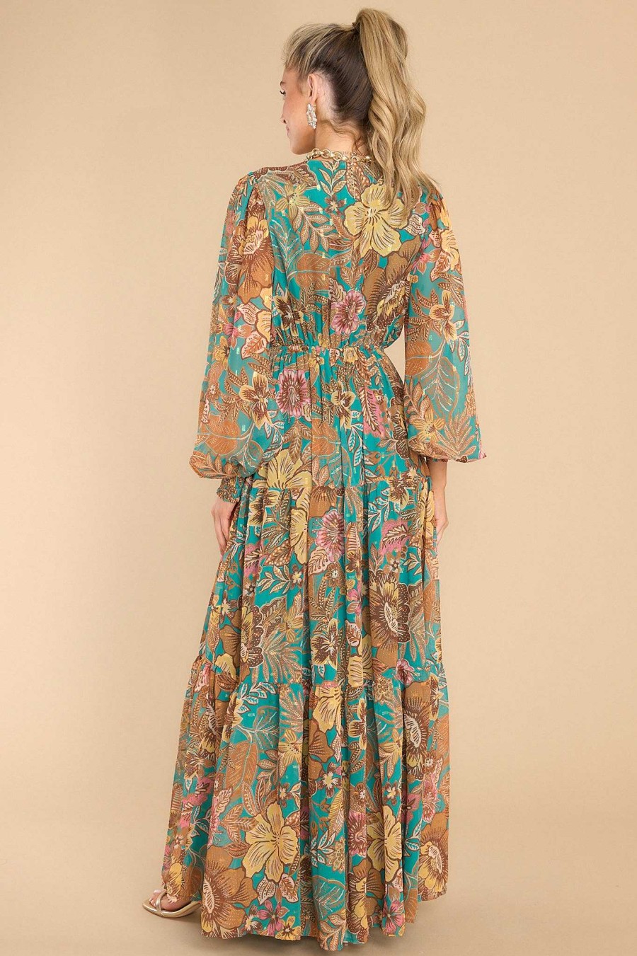 Clothing Red Dress Maxi Dresses | Confetti Crush Multi Maxi Dress Teal