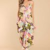 Clothing Red Dress Jumpsuits | Practicing Love Tropical Print Jumpsuit Apricot