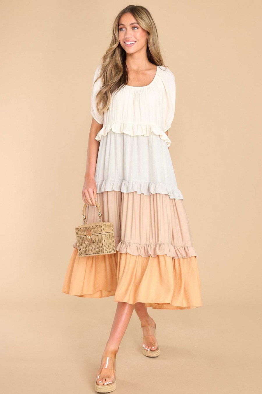 Clothing Red Dress Midi Dresses | For My Sake Midi Dress Natural Multi