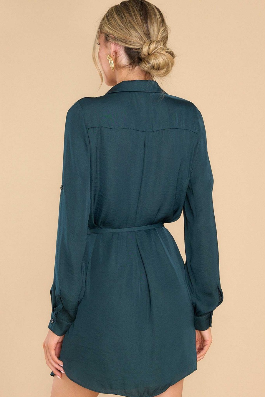 Clothing Red Dress Mini Dresses | Basic Privileges Tunic Dark Emerald