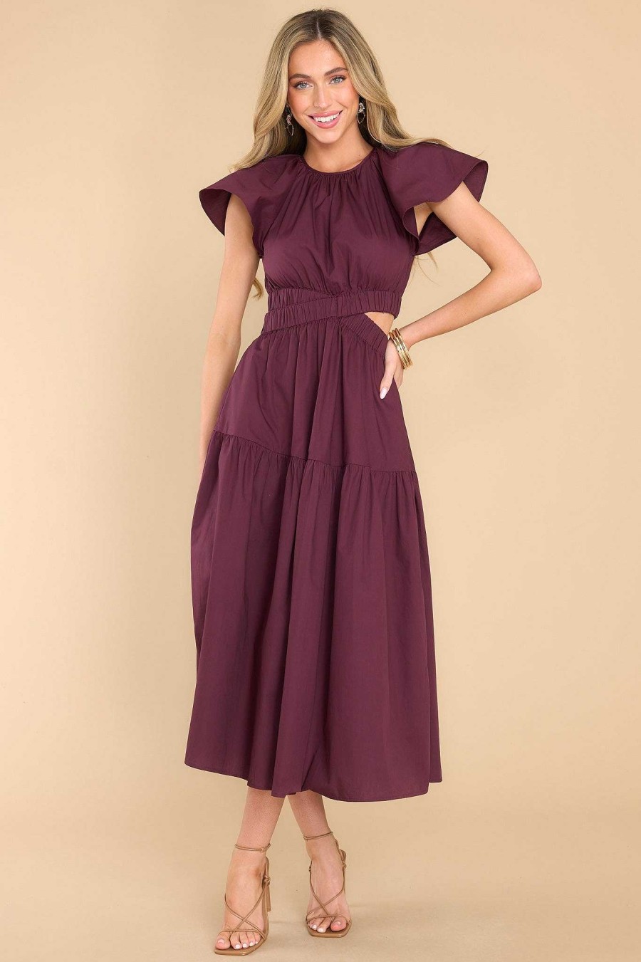 Clothing MINKPINK Midi Dresses | Allegra Cutout Deep Midi Dress Purple