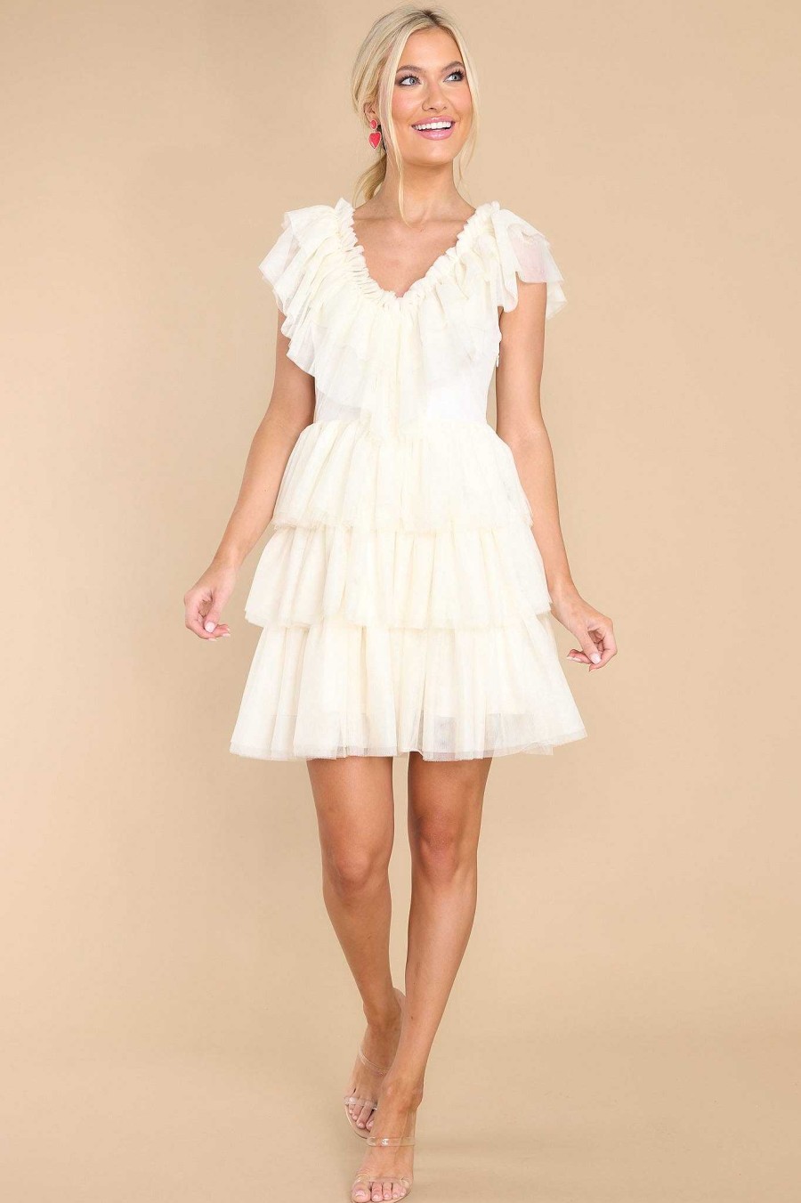 Clothing Red Dress Mini Dresses | Feels Like A Dream Dress Off White