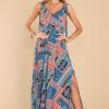 Clothing Aura Maxi Dresses | Be The Moment Patchwork Maxi Dress Navy