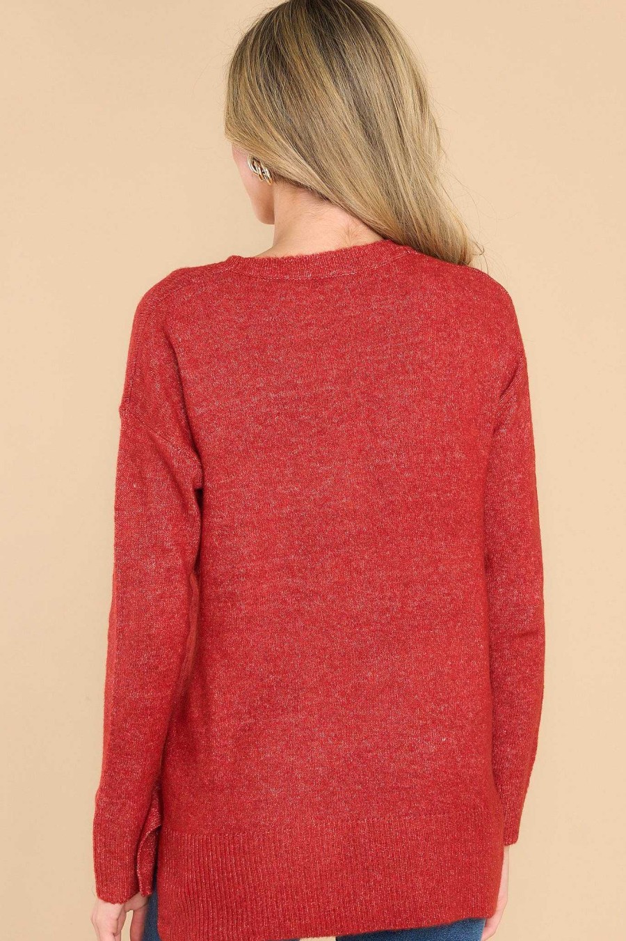 Clothing Red Dress Casual Tops | Stay Cozy Sweater Rust