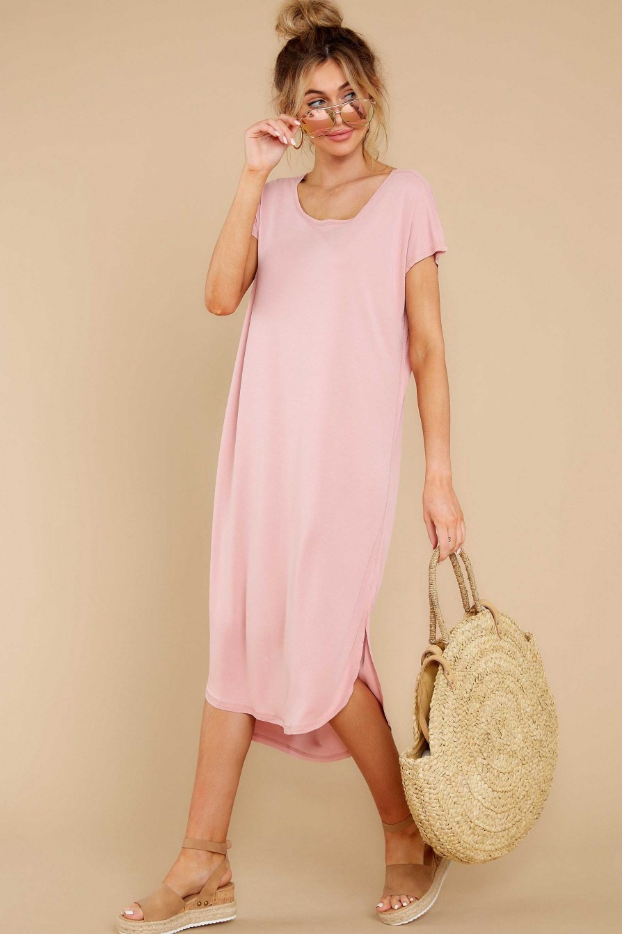 Clothing Red Dress Midi Dresses | Look For Comfort Blush Dress Blush Pink