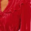Clothing Red Dress Mini Dresses | Elfin' Around Velvet Dress Red