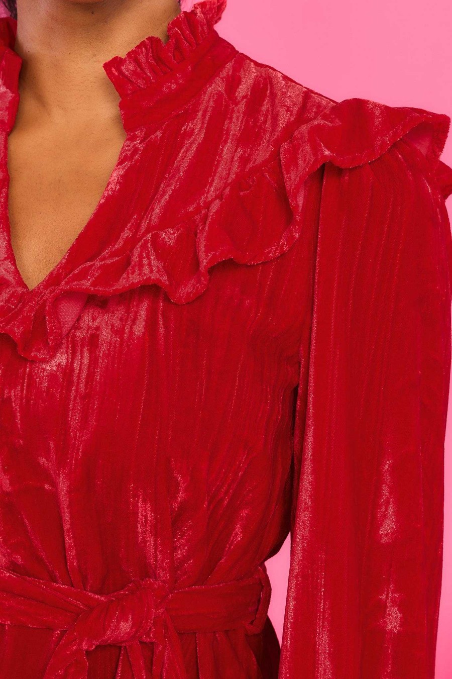 Clothing Red Dress Mini Dresses | Elfin' Around Velvet Dress Red