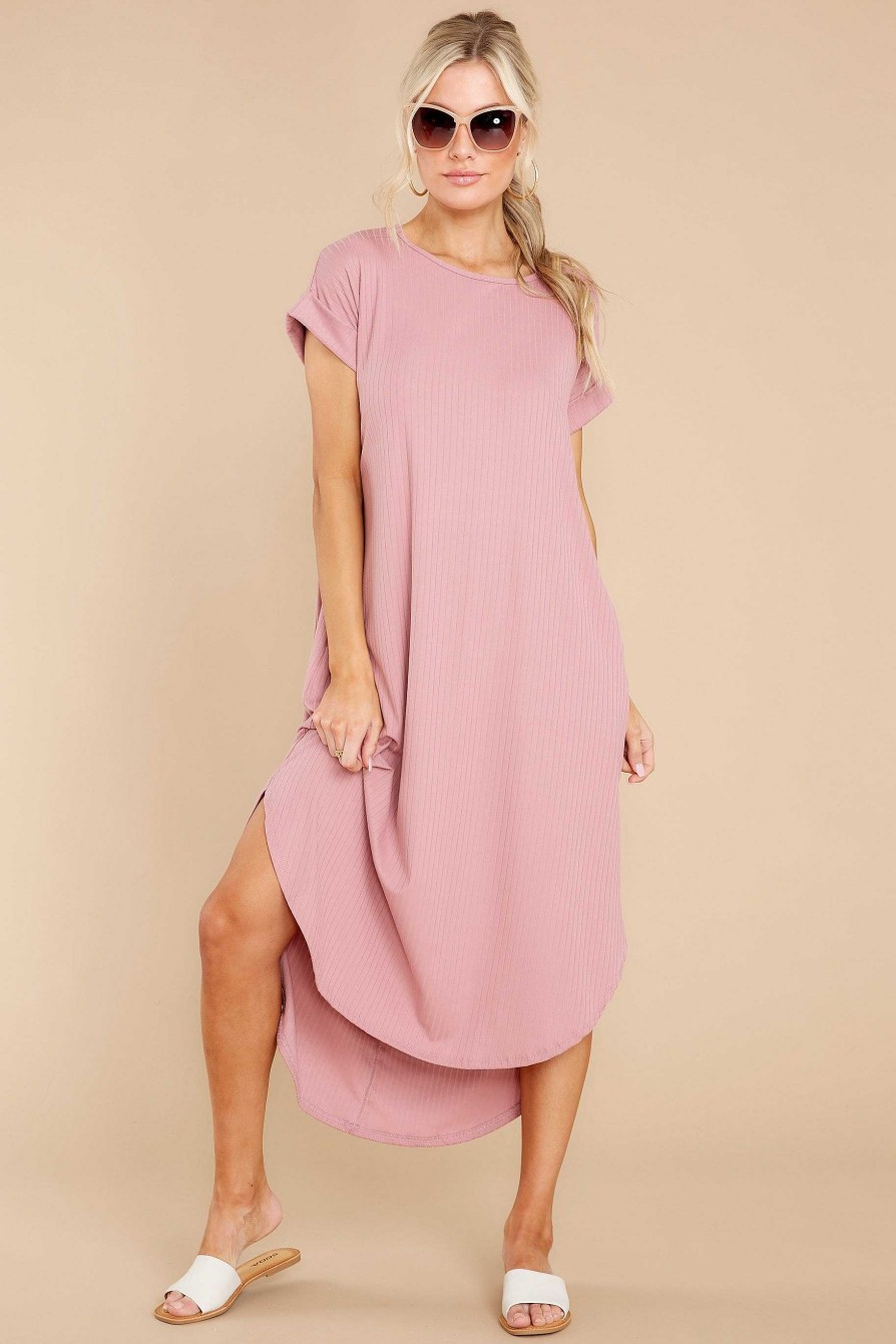 Clothing Red Dress Midi Dresses | Come Away With Me Midi Dress Mauve Blush