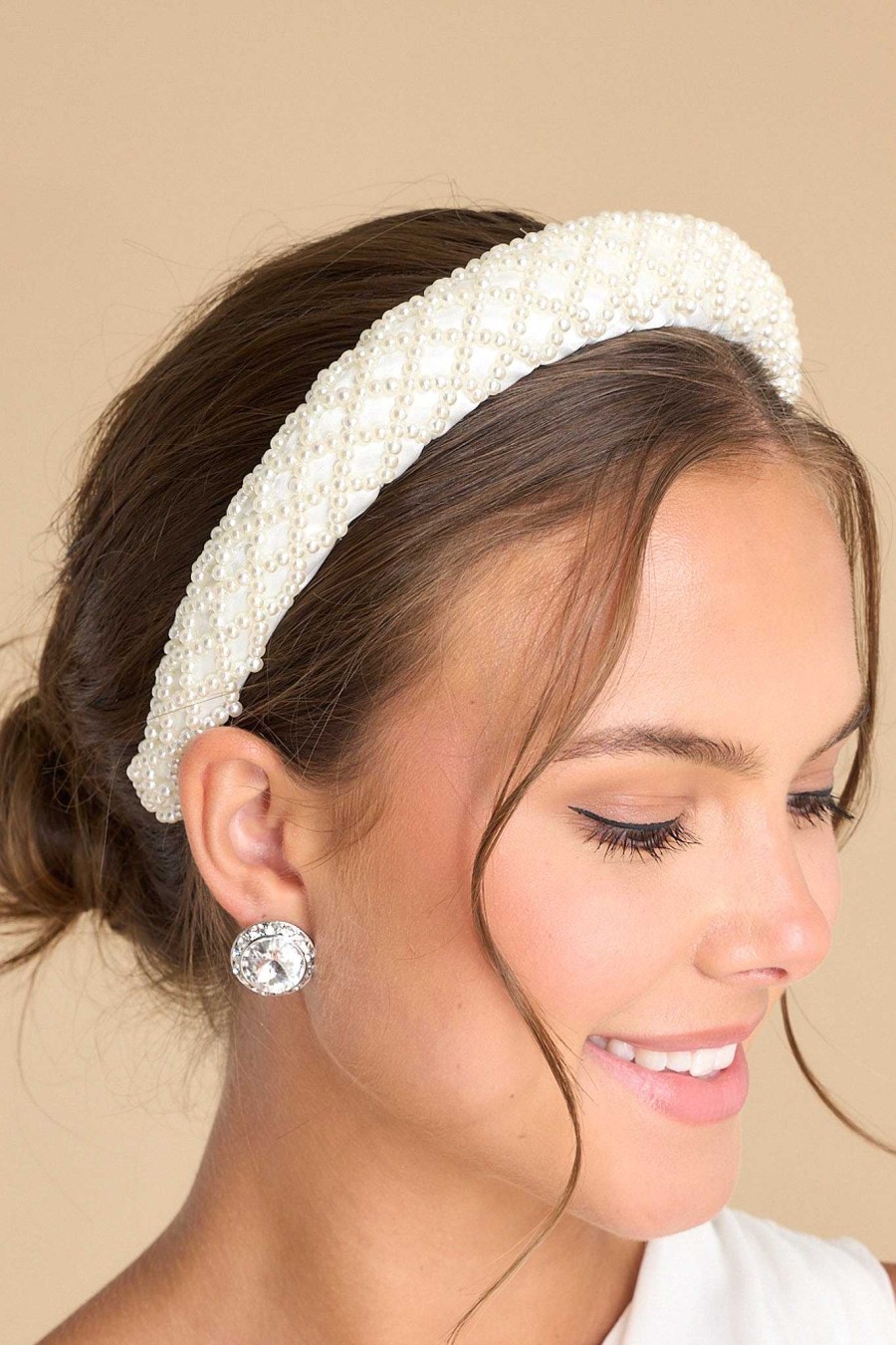 Accessories Red Dress Hair Accessories | Finishing Touches Pearl Headband White