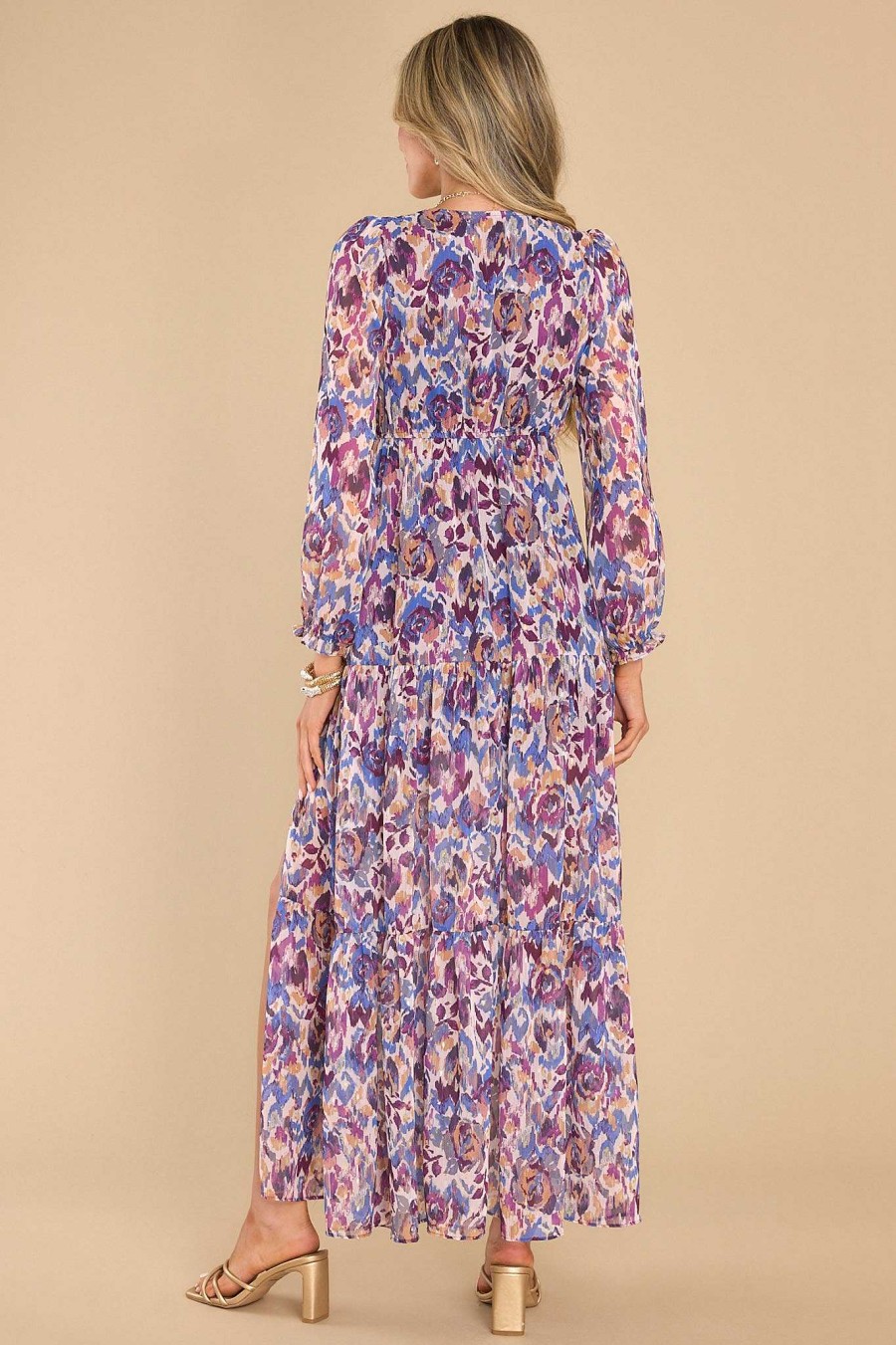 Clothing Meet Me In Santorini Maxi Dresses | Tula Floral Print Maxi Dress Purple