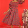 Clothing Aura Midi Dresses | Wishful Wonderland Plaid Midi Dress Red