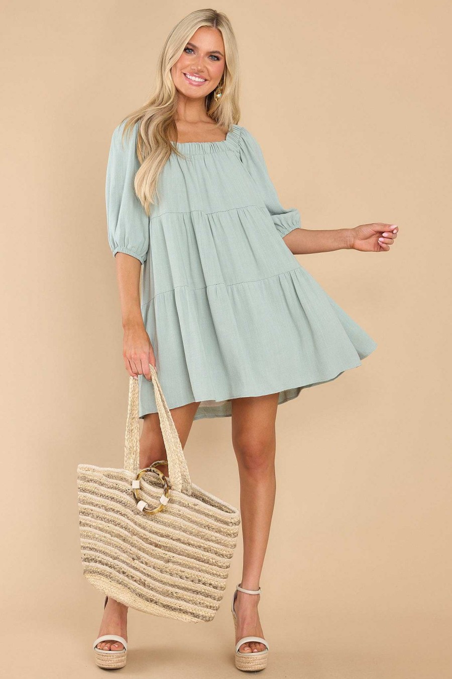 Clothing Red Dress Mini Dresses | Keep It Easy Dress Sage