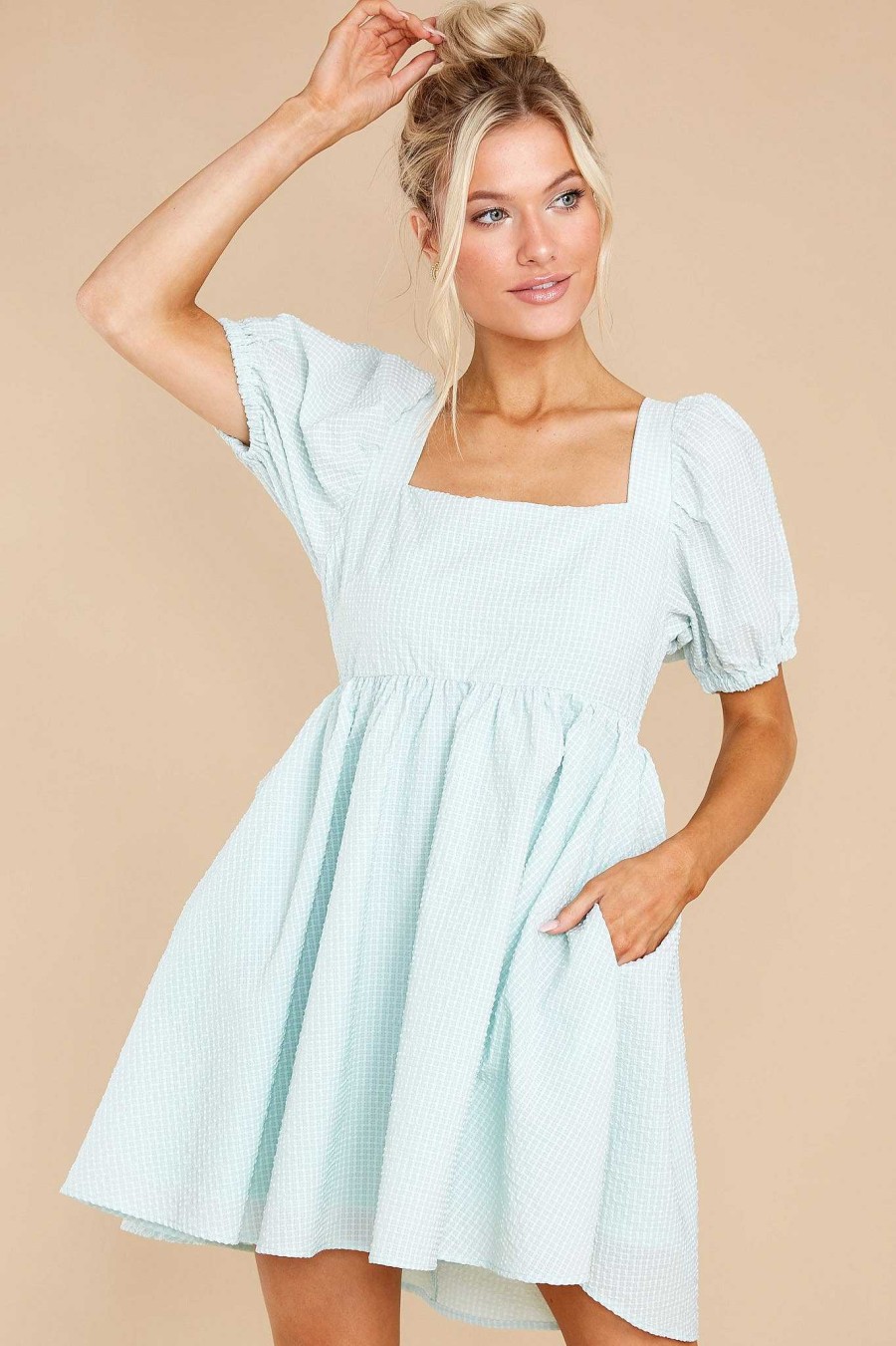 Clothing Red Dress Mini Dresses | One Kiss Away Dress Light Blue