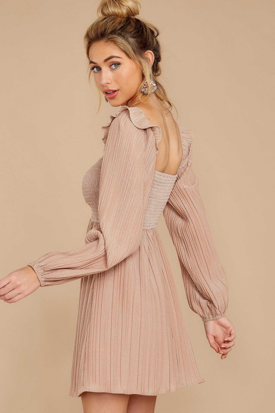 Clothing Red Dress Mini Dresses | Every Single Night Rose Gold Dress Pink