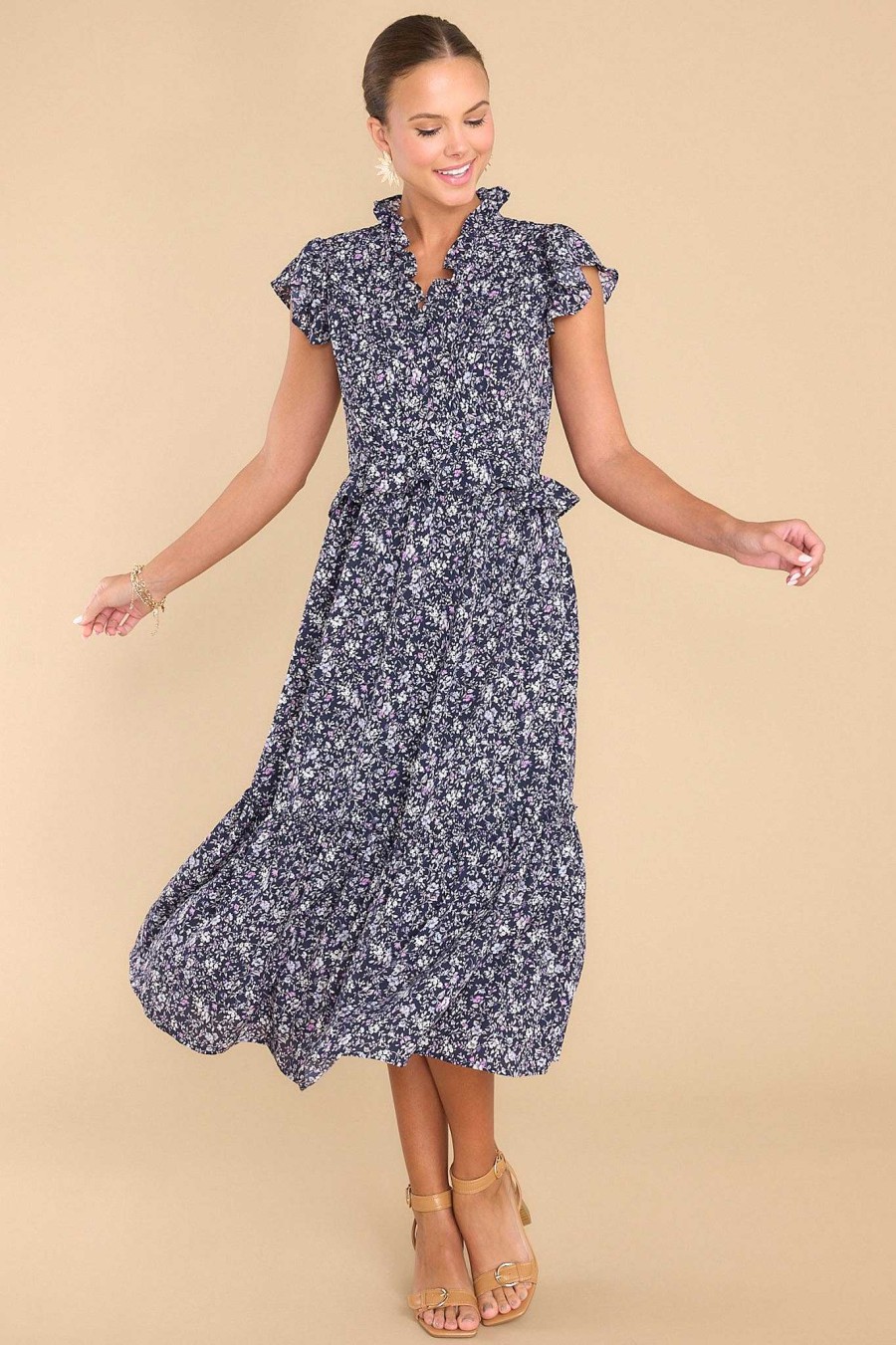 Clothing Red Dress Midi Dresses | Anything You Want Floral Dress Navy