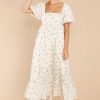 Clothing Red Dress Midi Dresses | Dance It Out Floral Eyelet Midi Dress Ivory