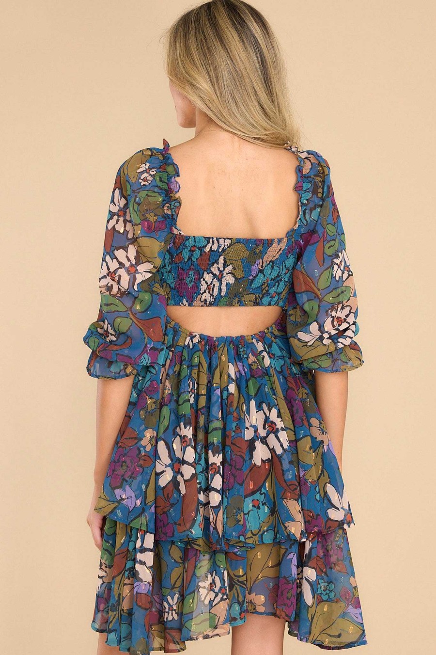 Clothing Meet Me In Santorini Mini Dresses | Colette Navy Floral Dress Print