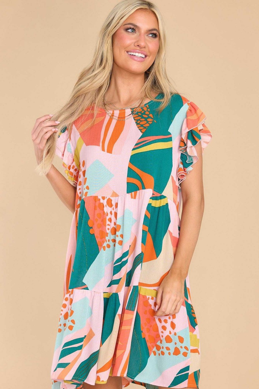 Clothing Red Dress Mini Dresses | Tell Me Anyway Print Dress Teal