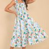 Clothing Aura Midi Dresses | Such A Dreamer Multi Print Midi Dress Sky Blue
