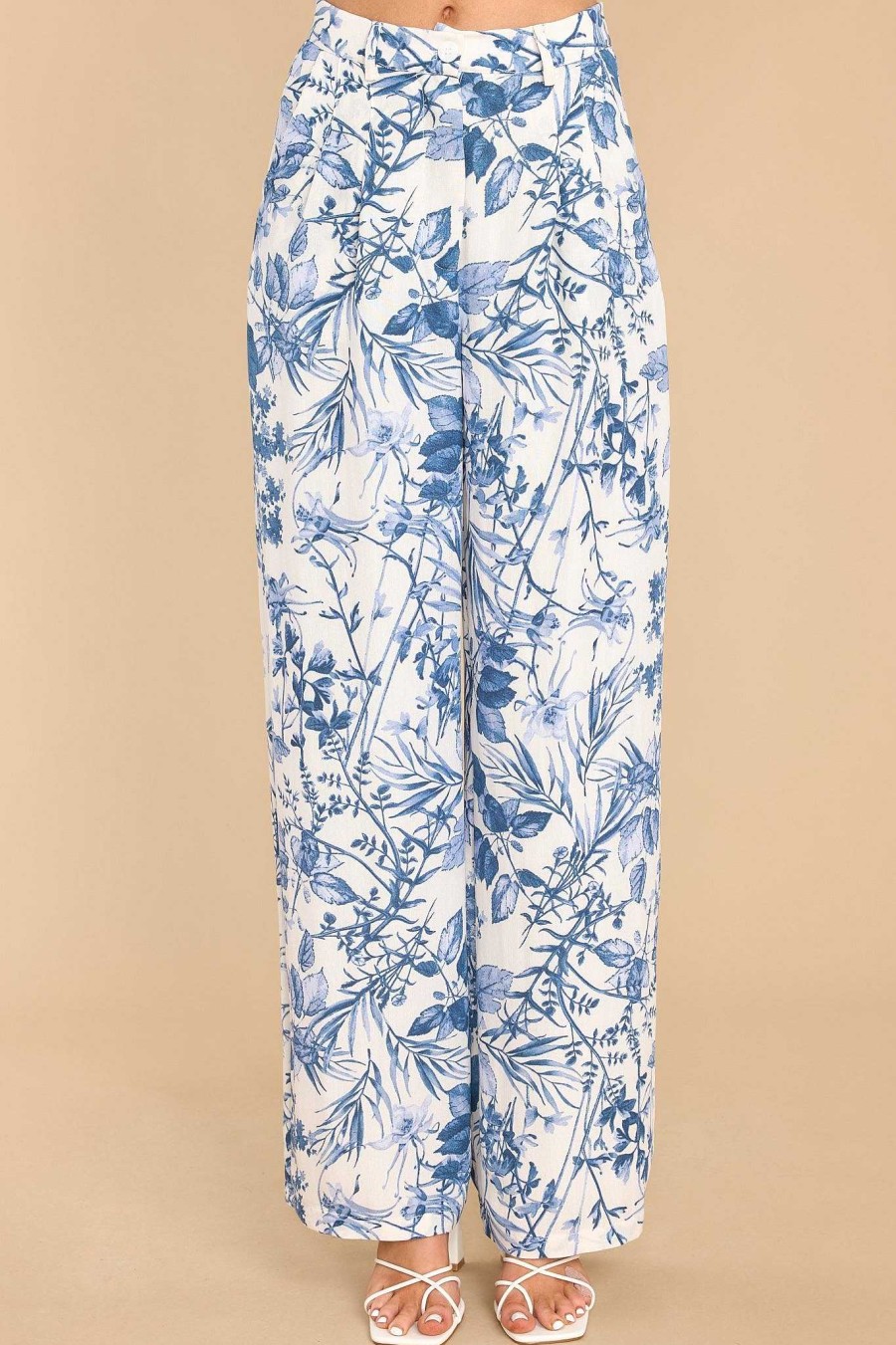Clothing Red Dress Two Piece Sets | Be The Blossom Print Pants Blue