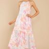 Clothing Red Dress Midi Dresses | On Every Shore Multi Print Maxi Dress Pink