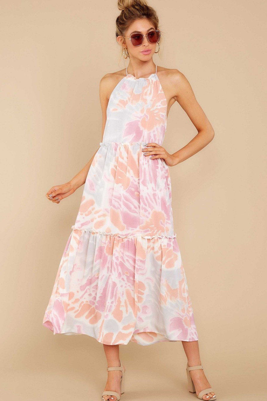 Clothing Red Dress Midi Dresses | On Every Shore Multi Print Maxi Dress Pink