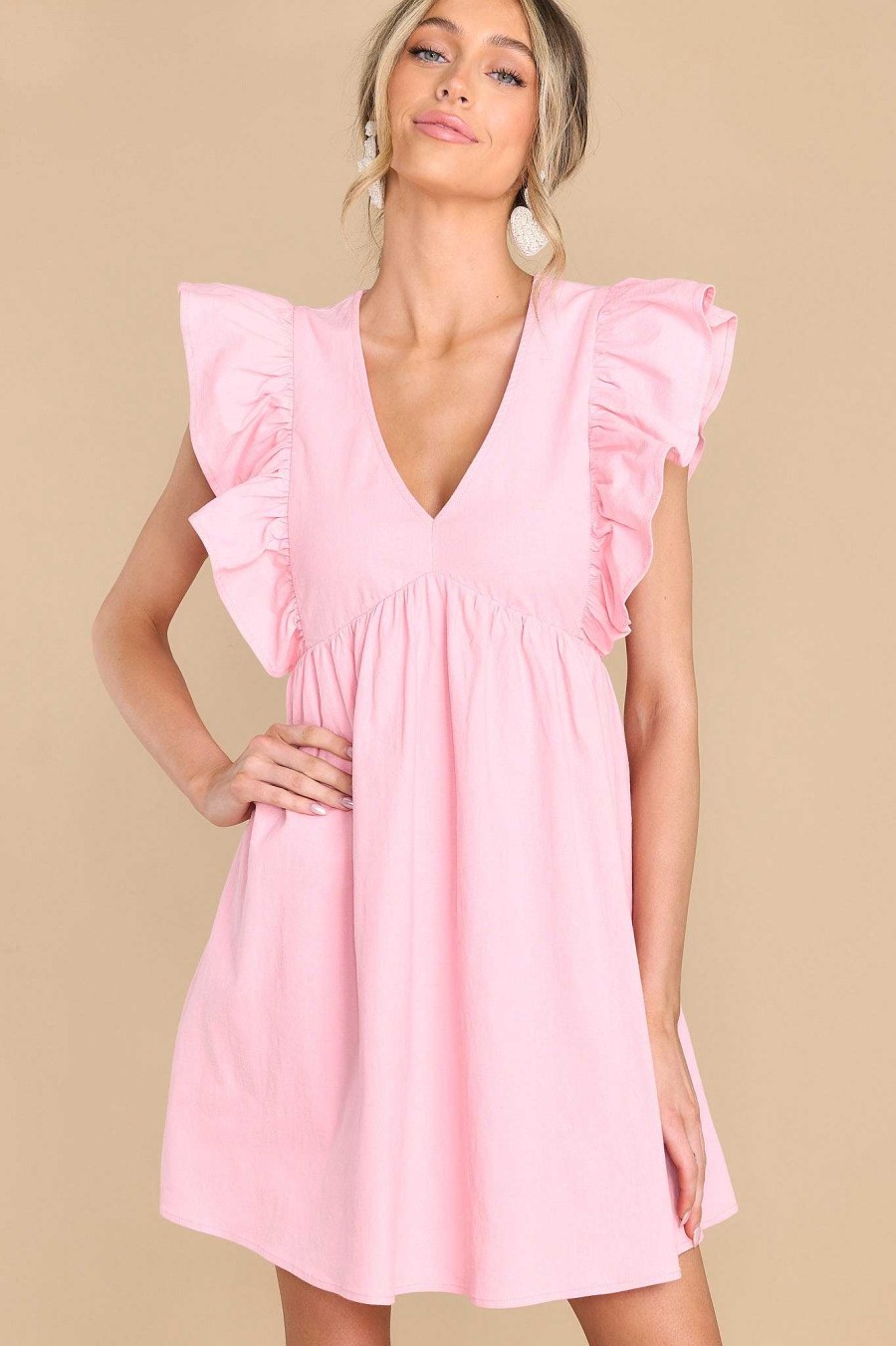 Clothing Red Dress Casual Dresses | Plain And Simple Dress Light Pink