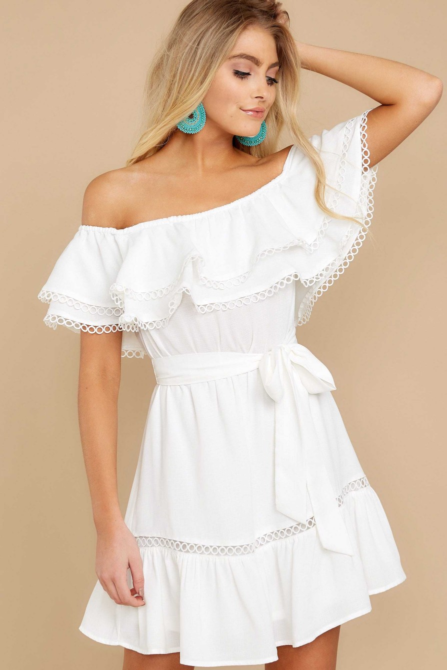 Clothing Red Dress Mini Dresses | It'S Your Love Off The Shoulder Dress White