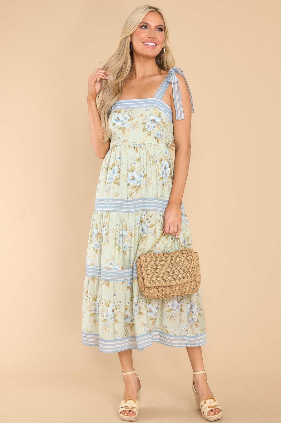 Clothing Red Dress Midi Dresses | Botanical Bliss Multi Floral Print Maxi Sage