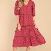 Clothing Olivia James The Label Midi Dresses | Georgia Indian Bloom Midi Dress Sangria