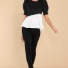 Clothing Red Dress Blouses & Shirts | Mixed Media Top Black
