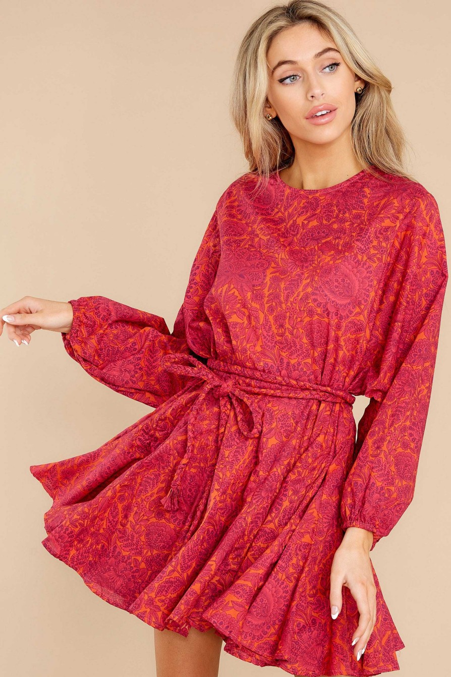 Clothing Red Dress Mini Dresses | I Love Me Print Dress Fuchsia Pink