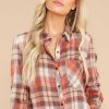 Clothing Red Dress Blouses & Shirts | Joyful Laughter Multi Plaid Top Brown