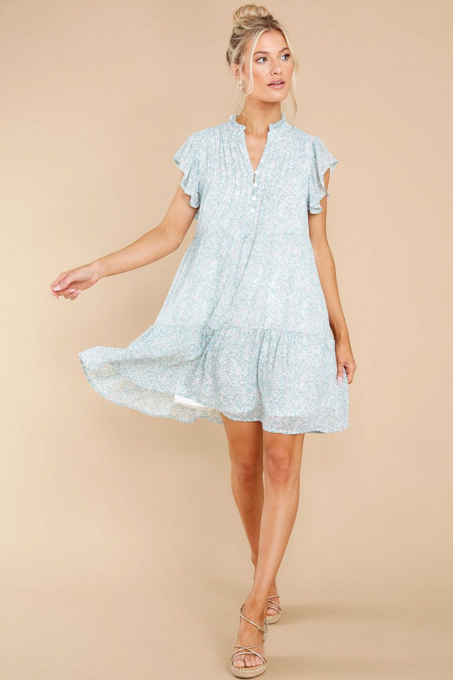 Clothing Red Dress Mini Dresses | Catch The Rain Floral Print Dress Sage